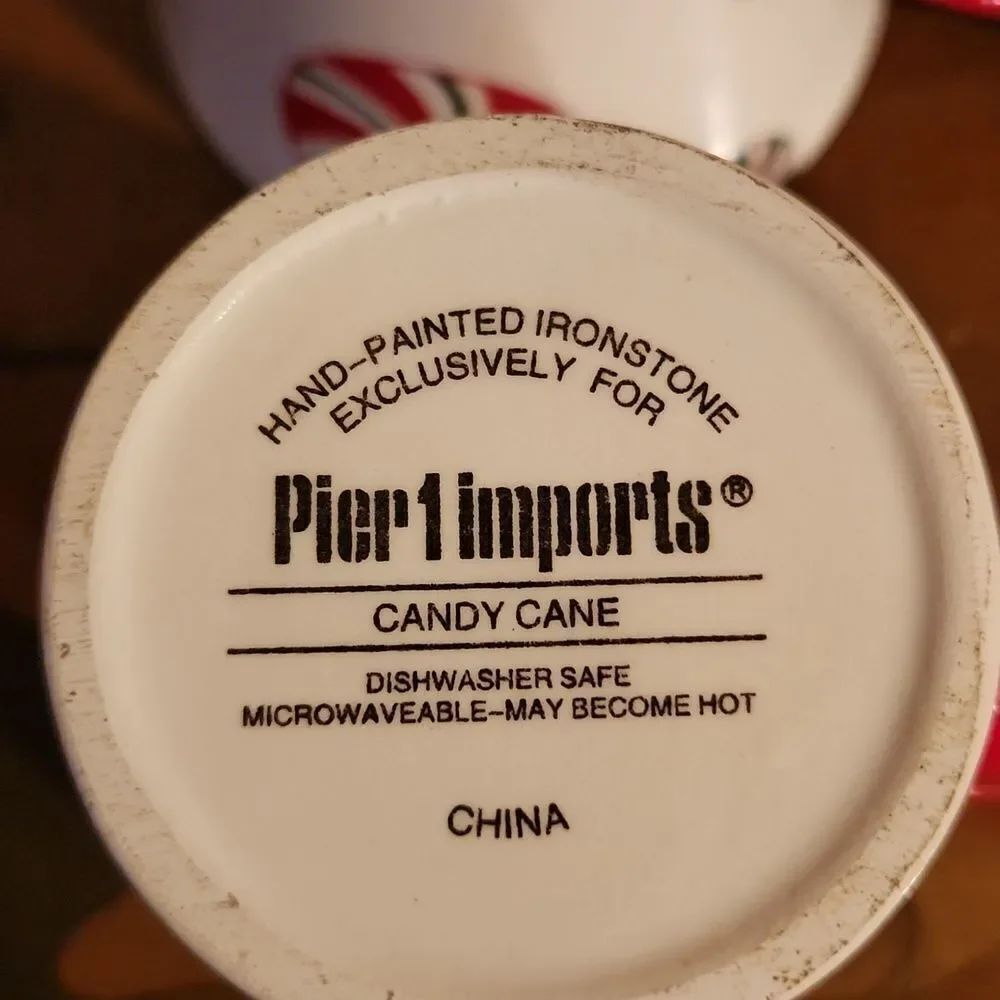 Pier 1 Imports Candy Cane Cup Mug 10oz. Set of 2